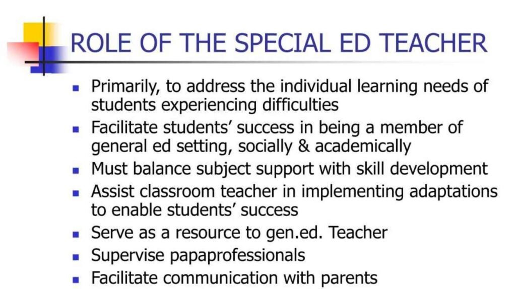 Illustrating image show the Special Education Teacher Role and Duties.